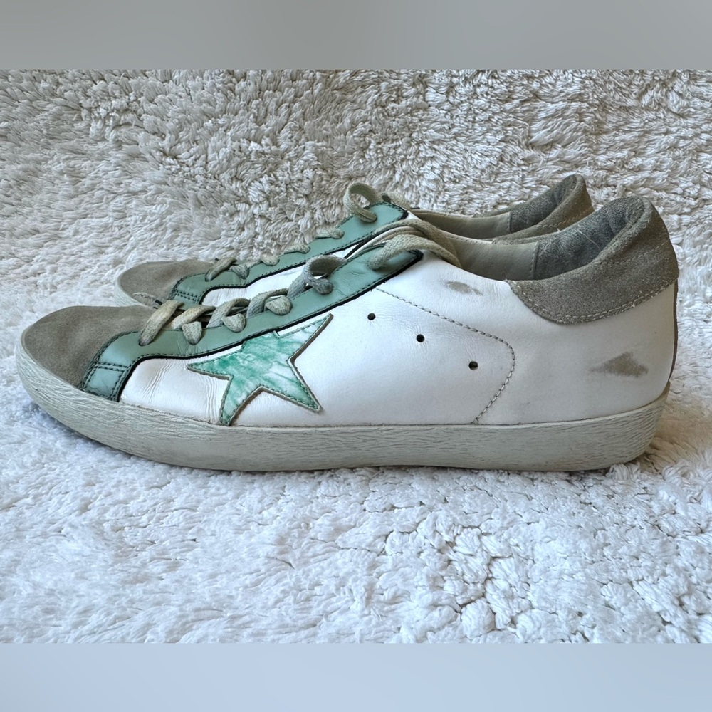 Golden Goose - Women Super Star Leather Sneaker - White/Green - 10U.S./40 EU